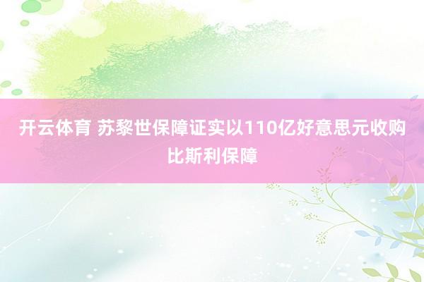 开云体育 苏黎世保障证实以110亿好意思元收购比斯利保障