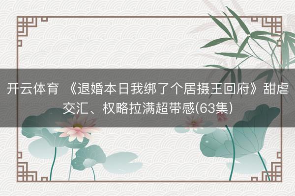 开云体育 《退婚本日我绑了个居摄王回府》甜虐交汇、权略拉满超带感(63集)